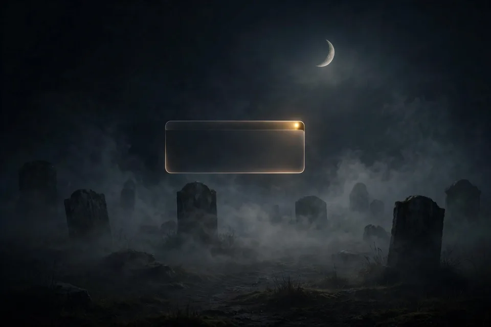 AI Chatbot Launch Kit cover art — a glowing chat window floating over a foggy graveyard at night